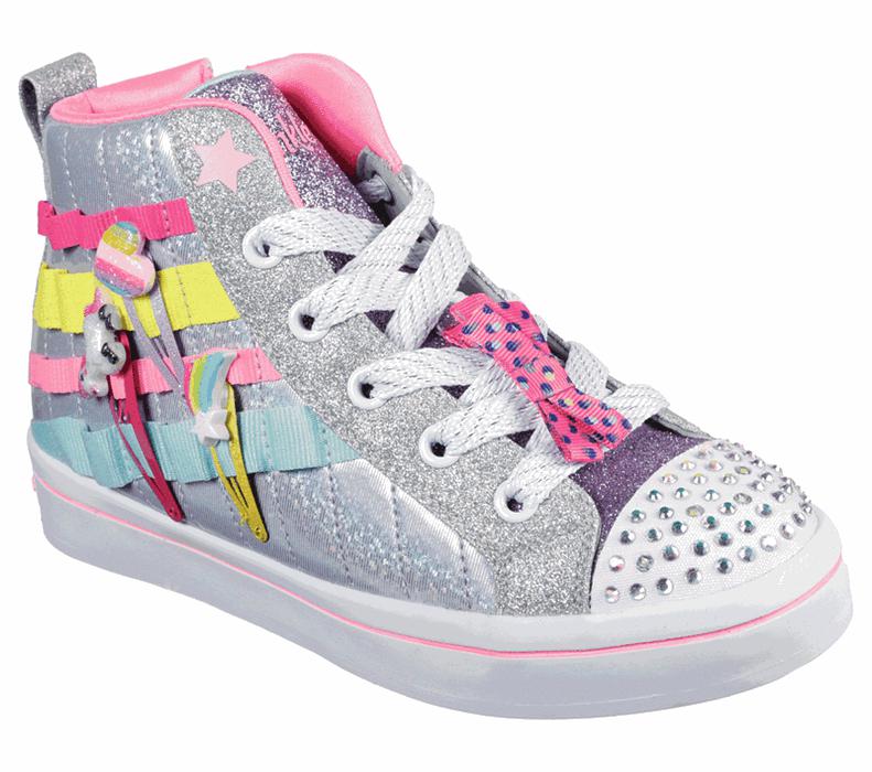 Skechers Twinkle Toes: Twi-Lites 2.0 - Clip N' Joy - Girls Sneakers Silver/Multicolor [AU-RV1292]
